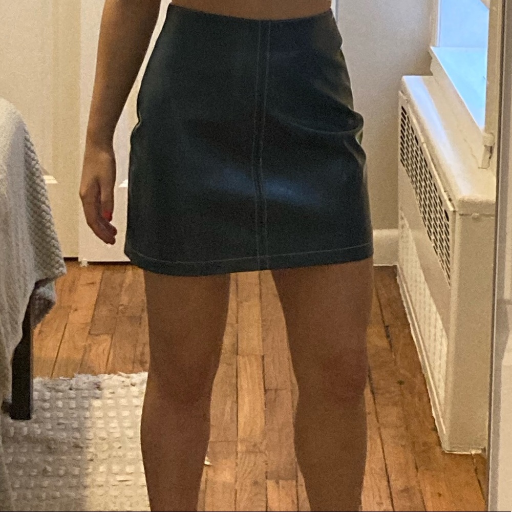 Blue Faux Leather Mini Skirt XS